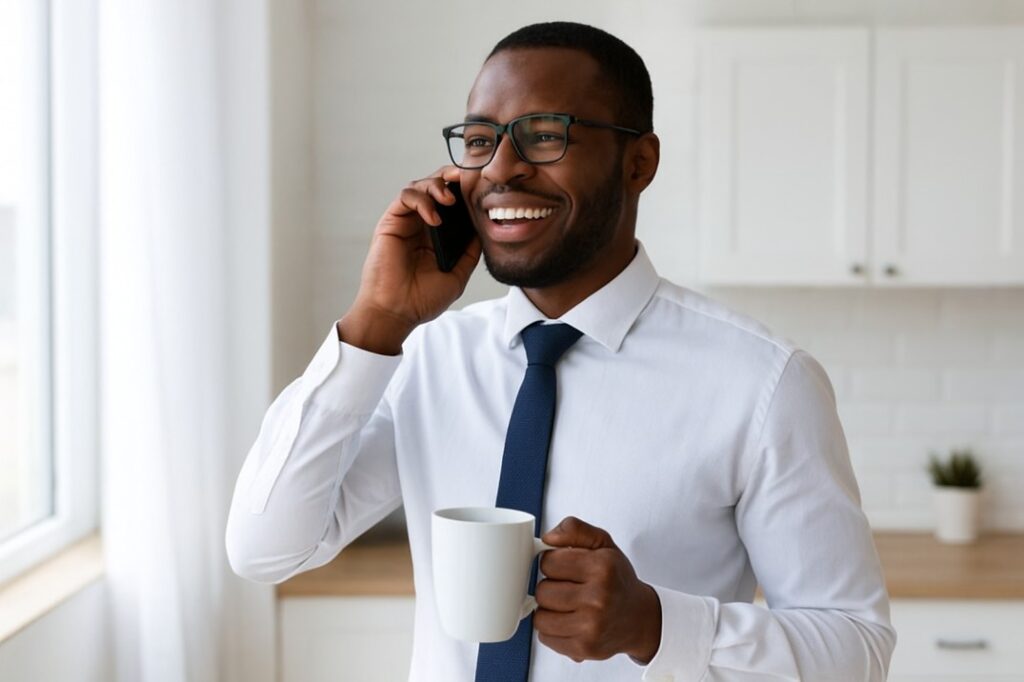 Morning routine of a successful person practicing mindfulness, healthy habits, and productivity.