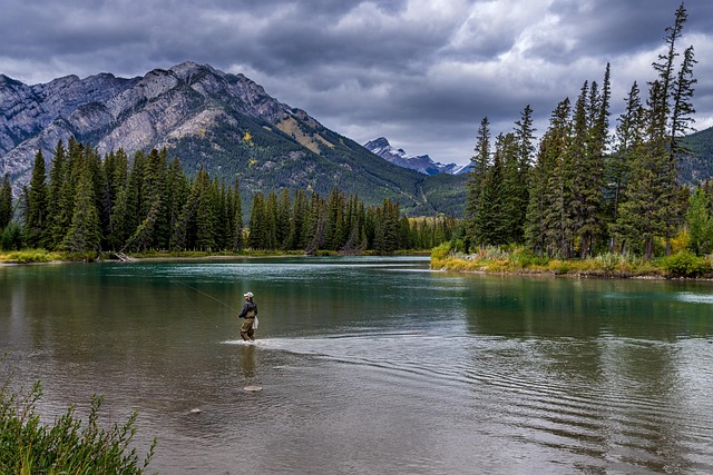 Scenic view of Banff National Park in Canada with a river, pine forest, and mountains – one of the most beautiful places in the world