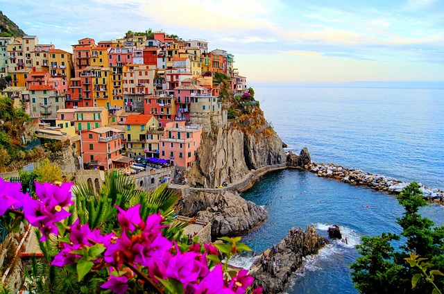 Colorful coastal village in Italy overlooking the sea – one of the most beautiful places in the world